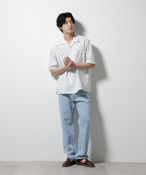 NANO universe(ナノユニバース)の「ボタニカルパターンサッカーシャツ 半袖(シャツ/ブラウス・メンズ・ホワイト/ブラック/ライトブラウン/ライトグリーン・L/M/S)」の6枚目の写真