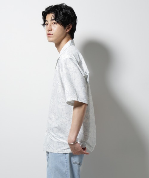 NANO universe(ナノユニバース)の「ボタニカルパターンサッカーシャツ 半袖(シャツ/ブラウス・メンズ・ホワイト/ブラック/ライトブラウン/ライトグリーン・L/M/S)」の9枚目の写真