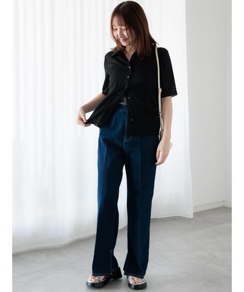 Te chichi TERRASSE(テチチテラス)の「シャーリング衿付きカーディガン《2025summer catalog item》(カーディガン/ボレロ・レディース・イエロー/ブラック/オフホワイト・F)」の6枚目の写真