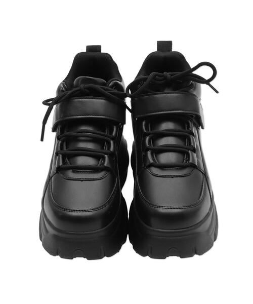 WEGO（ウィゴー）の「WEGO/【25年春夏新作】ハイカットベルト厚底スニーカー（スニーカー・レディース・ブラック/キャメル/ホワイト・MEDIUM/LARGE）」の4枚目の写真