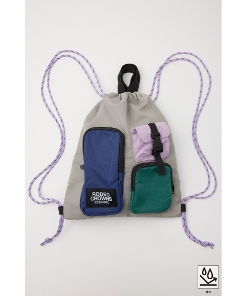 RODEO CROWNS WIDE BOWL（ロデオクラウンズワイドボウル）の「W/Rコードナップサック（バックパック/リュック・レディース・ブラック/ブラウン系その他/マルチ・FREE）」の10枚目の写真