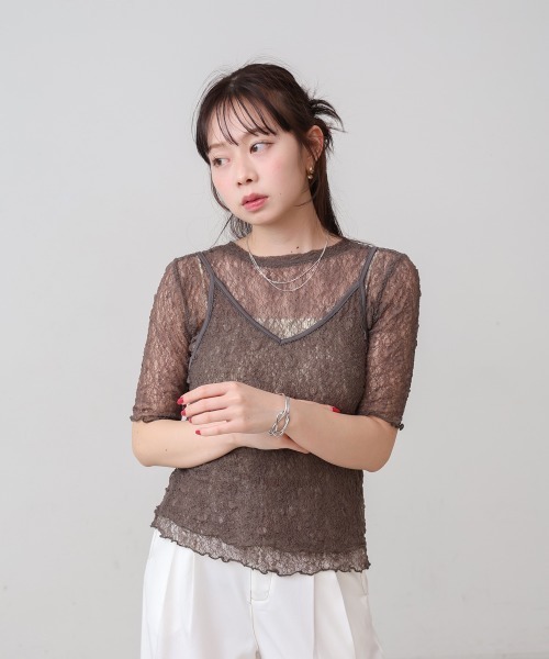 Bab(バブ)の「ストレッチレースキャミ(その他トップス・レディース・ライトブルー/ブラック/オフホワイト/グレー系その他3・FREE)」の3枚目の写真