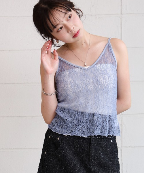 Bab(バブ)の「ストレッチレースキャミ(その他トップス・レディース・ライトブルー/ブラック/オフホワイト/グレー系その他3・FREE)」の4枚目の写真