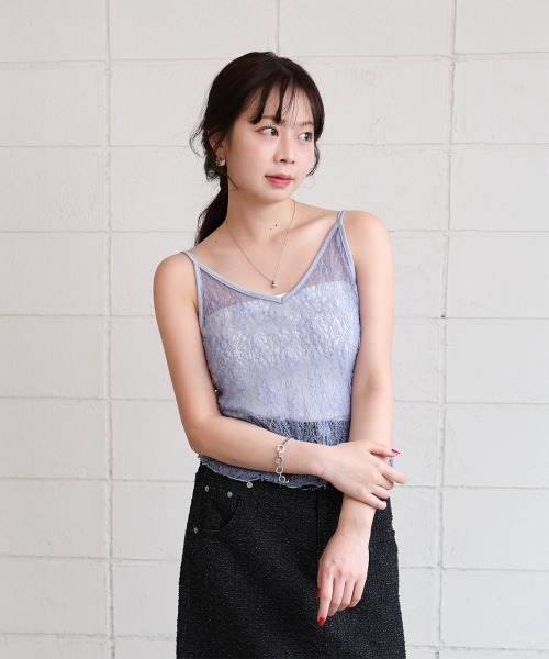 Bab(バブ)の「ストレッチレースキャミ(その他トップス・レディース・ライトブルー/ブラック/オフホワイト/グレー系その他3・FREE)」の5枚目の写真
