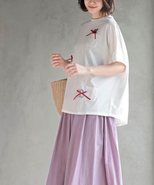 rps(アールピーエス)の「リボンキャットワイドT(Tシャツ/カットソー・レディース・オフホワイト/オートミール・フリー)」の8枚目の写真