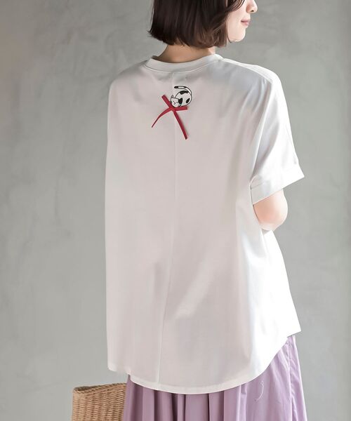 rps(アールピーエス)の「リボンキャットワイドT(Tシャツ/カットソー・レディース・オフホワイト/オートミール・フリー)」の3枚目の写真
