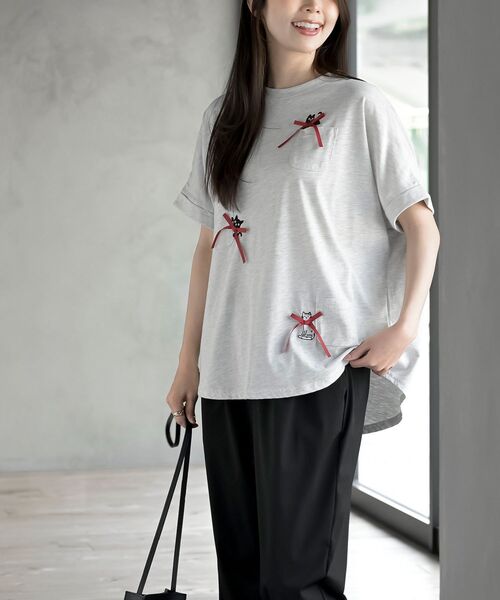 rps(アールピーエス)の「リボンキャットワイドT(Tシャツ/カットソー・レディース・オフホワイト/オートミール・フリー)」の19枚目の写真