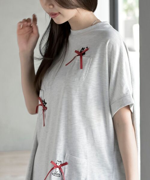 rps(アールピーエス)の「リボンキャットワイドT(Tシャツ/カットソー・レディース・オフホワイト/オートミール・フリー)」の15枚目の写真