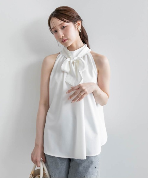 RANDA（ランダ）の「ホルターネックバックリボンブラウス（シャツ/ブラウス・レディース・ホワイト/カーキ/グレー・FREE）」の10枚目の写真