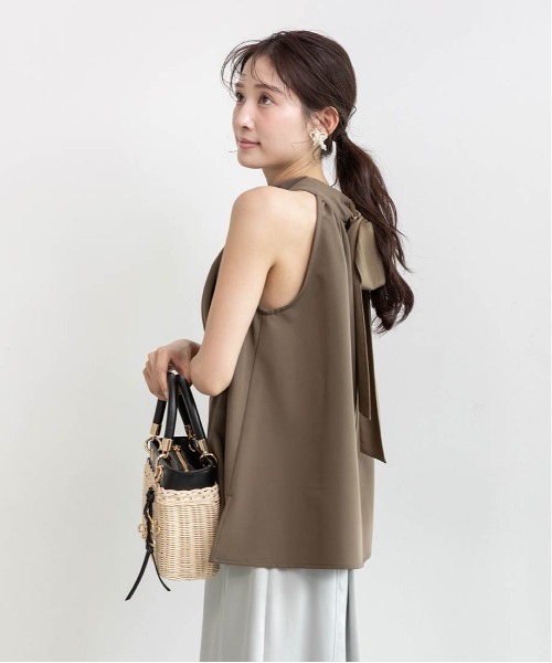 RANDA（ランダ）の「ホルターネックバックリボンブラウス（シャツ/ブラウス・レディース・ホワイト/カーキ/グレー・FREE）」の19枚目の写真