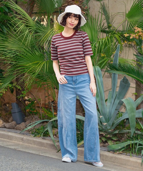 anap mimpi(アナップミンピ)の「ボーダーフライスコンパクト半袖Tシャツ(Tシャツ/カットソー・レディース・ブラック/ブラウン・FREE)」の7枚目の写真