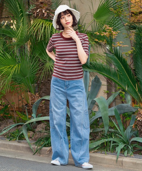 anap mimpi(アナップミンピ)の「ボーダーフライスコンパクト半袖Tシャツ(Tシャツ/カットソー・レディース・ブラック/ブラウン・FREE)」の8枚目の写真
