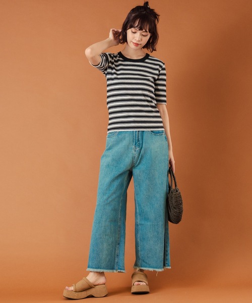 anap mimpi(アナップミンピ)の「ボーダーフライスコンパクト半袖Tシャツ(Tシャツ/カットソー・レディース・ブラック/ブラウン・FREE)」の14枚目の写真