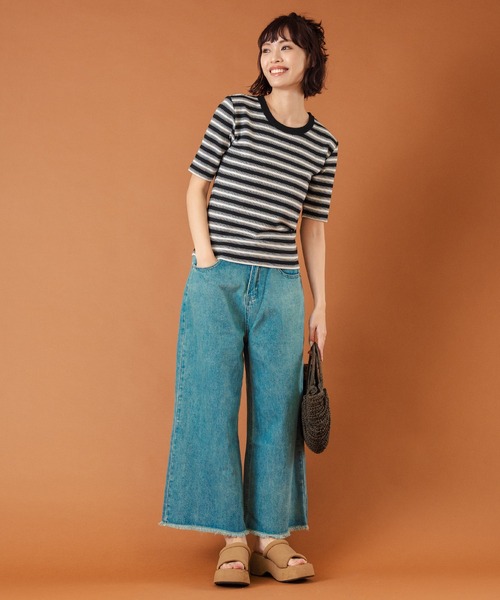 anap mimpi(アナップミンピ)の「ボーダーフライスコンパクト半袖Tシャツ(Tシャツ/カットソー・レディース・ブラック/ブラウン・FREE)」の15枚目の写真
