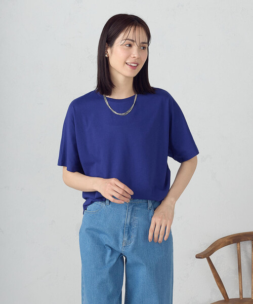 COMME CA ISM（コムサイズム）の「日本の色 カラーＴシャツ（Tシャツ/カットソー・レディース・アイボリー/マスタード/ダークブラウン/オレンジ系/チャコール/ライトグレー系/ブルー/ブラック・SMALL/LARGE/MEDIUM）」の6枚目の写真