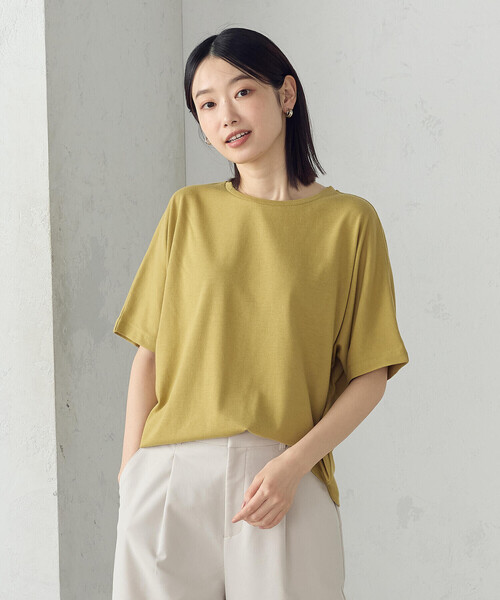 COMME CA ISM（コムサイズム）の「日本の色 カラーＴシャツ（Tシャツ/カットソー・レディース・アイボリー/マスタード/ダークブラウン/オレンジ系/チャコール/ライトグレー系/ブルー/ブラック・SMALL/LARGE/MEDIUM）」の7枚目の写真