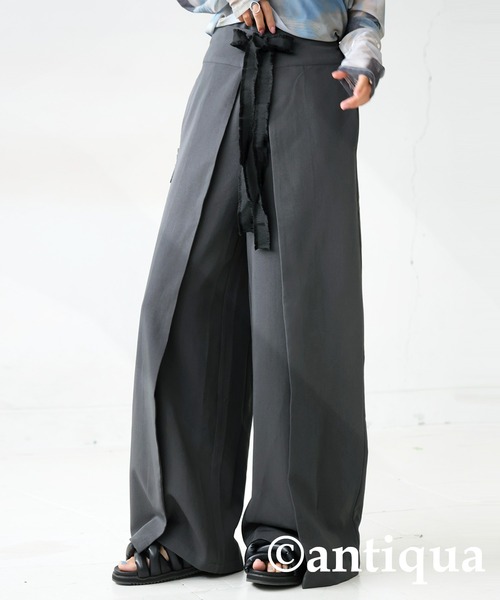 antiqua(アンティカ)の「レイヤード風ワイドパンツ(その他パンツ・レディース・ダークグレー/ブラック・LARGE/MEDIUM)」の1枚目の写真