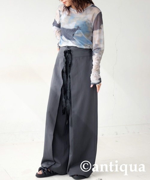 antiqua(アンティカ)の「レイヤード風ワイドパンツ(その他パンツ・レディース・ダークグレー/ブラック・LARGE/MEDIUM)」の19枚目の写真