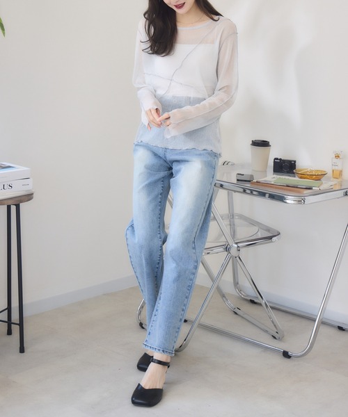 RU.TI.LE（ルチル）の「【RU.TI.LE】ラメチュール切替デザインプルオーバー（Tシャツ/カットソー・レディース・グレー/アイボリー・MEDIUM）」の16枚目の写真