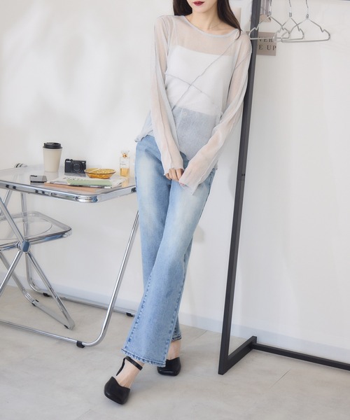 RU.TI.LE（ルチル）の「【RU.TI.LE】ラメチュール切替デザインプルオーバー（Tシャツ/カットソー・レディース・グレー/アイボリー・MEDIUM）」の18枚目の写真