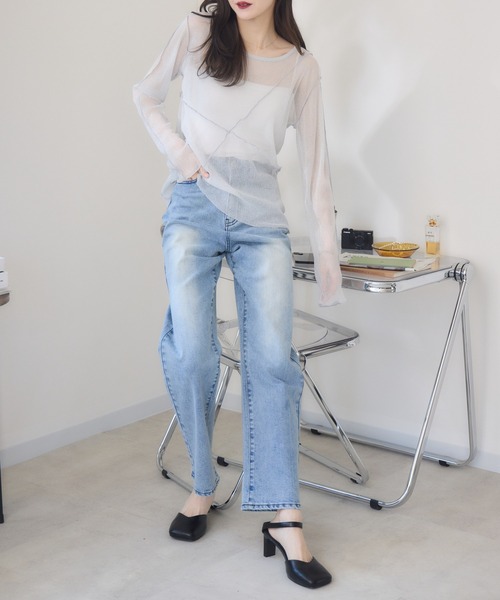 RU.TI.LE（ルチル）の「【RU.TI.LE】ラメチュール切替デザインプルオーバー（Tシャツ/カットソー・レディース・グレー/アイボリー・MEDIUM）」の19枚目の写真