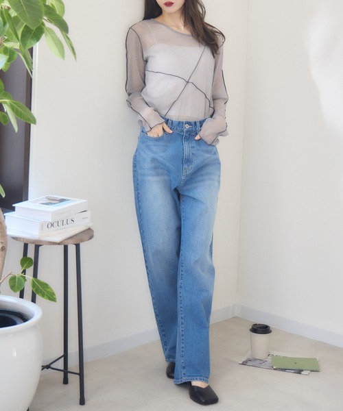 RU.TI.LE（ルチル）の「【RU.TI.LE】ラメチュール切替デザインプルオーバー（Tシャツ/カットソー・レディース・グレー/アイボリー・MEDIUM）」の9枚目の写真