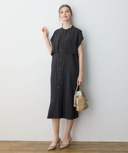 LE SOUK HOLIDAY（ルスークホリデー）の「レイヤードワンピース【ポケットあり】（ワンピース・レディース・ネイビー/ブラック・M/L）」の7枚目の写真