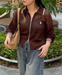 U.S. POLO ASSN. | 【U.S. POLO ASSN.】襟付きメッシュカーディガン(カーディガン/ボレロ)