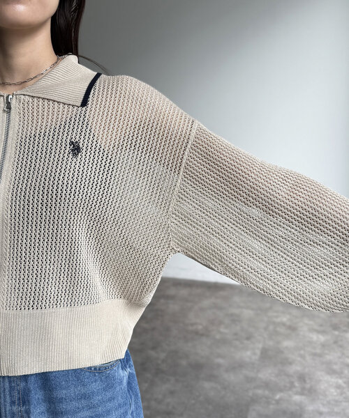 CPCM 襟付きメッシュカーディガン【新品、タグあり】 U.S. POLO ASSN.】襟付きメッシュカーディガン（カーディガン