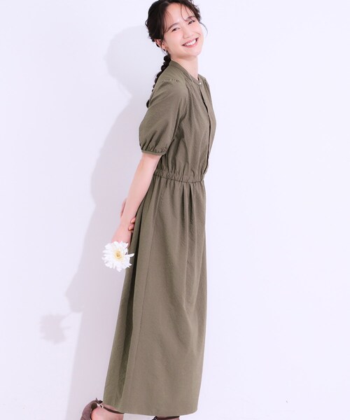 洗える/S-LL/ひんやり/UV】女性らしさ漂う サッカーワンピース