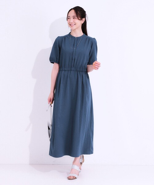 DRESKIP（ドレスキップ）の「【洗える/S-LL/ひんやり/UV】女性らしさ漂う サッカーワンピース（ワンピース・レディース・ブルー系その他/ダークブラウン/チャコールグレー・01/02/03/04）」の8枚目の写真