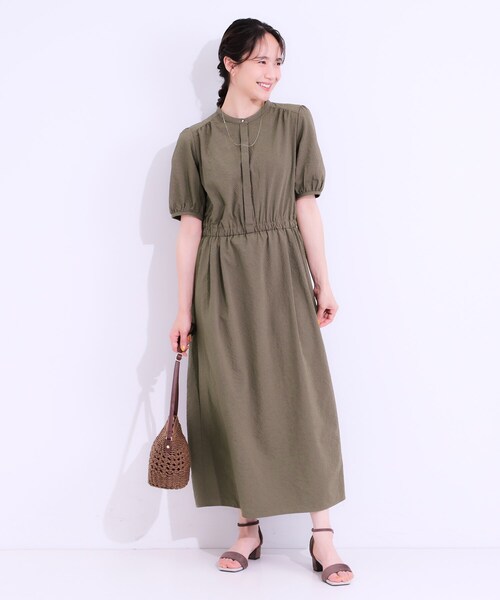 DRESKIP（ドレスキップ）の「【洗える/S-LL/ひんやり/UV】女性らしさ漂う サッカーワンピース（ワンピース・レディース・ブルー系その他/ダークブラウン/チャコールグレー・01/02/03/04）」の13枚目の写真