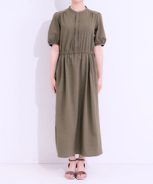 DRESKIP（ドレスキップ）の「【洗える/S-LL/ひんやり/UV】女性らしさ漂う サッカーワンピース（ワンピース・レディース・ブルー系その他/ダークブラウン/チャコールグレー・01/02/03/04）」の16枚目の写真