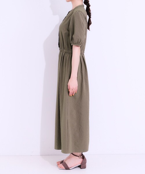 DRESKIP（ドレスキップ）の「【洗える/S-LL/ひんやり/UV】女性らしさ漂う サッカーワンピース（ワンピース・レディース・ブルー系その他/ダークブラウン/チャコールグレー・01/02/03/04）」の17枚目の写真