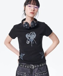 runningHIGH（ランニングハイ）の「A'GEM/9 × .kom 『runningHIGH/ランニングハイ』MELTING HEART T-SHIRT/メルティングハート Tシャツ（Tシャツ/カットソー）」