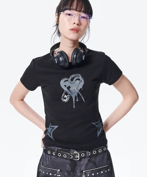 tシャツ A'GEM/9 × .kom「runningHIGH/ランニングハイ」RIBBON CAT T-Shirt/リボンキャット Tシャツ レディ A'GEM/9 × .kom『runningHIGH/ランニングハイ』RIBBON CAT T