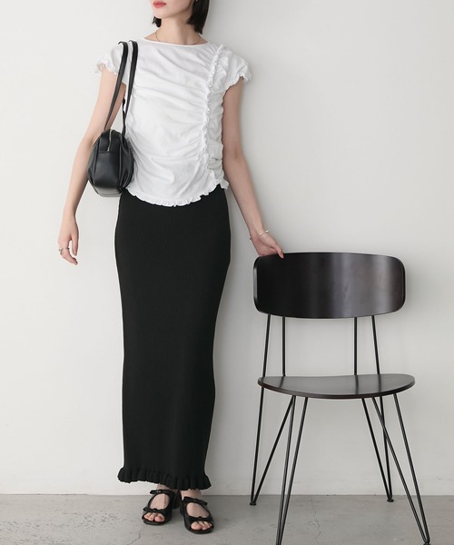 MANOF マノフ Tシャツ カットソー 半袖 ノースリーブ アシンメトリー アシメ 82105-0711 レディース フリーサイズ ホワイト トップス IL16304■ MANOF（マノフ）の「LIKE LAYERED T SHIRTS（Tシャツ/カットソー
