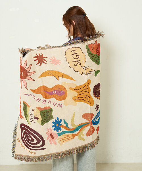 BIRTHDAY BAR（バースデイバー）の「norahi x BIRTHDAY BAR スローケット（ブランケット・レディース・ネイビー/アイボリー・0）」の6枚目の写真