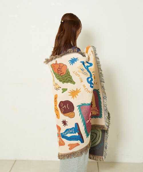 BIRTHDAY BAR（バースデイバー）の「norahi x BIRTHDAY BAR スローケット（ブランケット・レディース・ネイビー/アイボリー・0）」の7枚目の写真