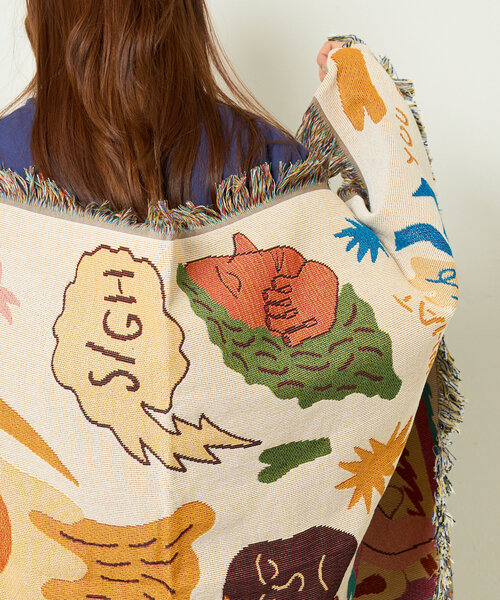 BIRTHDAY BAR（バースデイバー）の「norahi x BIRTHDAY BAR スローケット（ブランケット・レディース・ネイビー/アイボリー・0）」の9枚目の写真