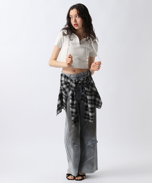 FOREVER 21(フォーエバー トゥエンティーワン)の「【2025SS】スナップボタンフーディー(Tシャツ/カットソー・レディース・ブラック/グレー/ホワイト・FREE)」の5枚目の写真