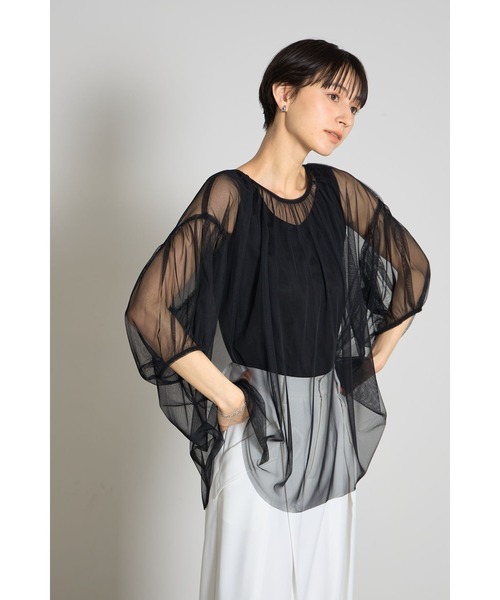 &. NOSTALGIA(アンドドットノスタルジア)の「チュールタンクトップセット(Tシャツ/カットソー・レディース・ブラック/チャコールグレー・M)」の1枚目の写真