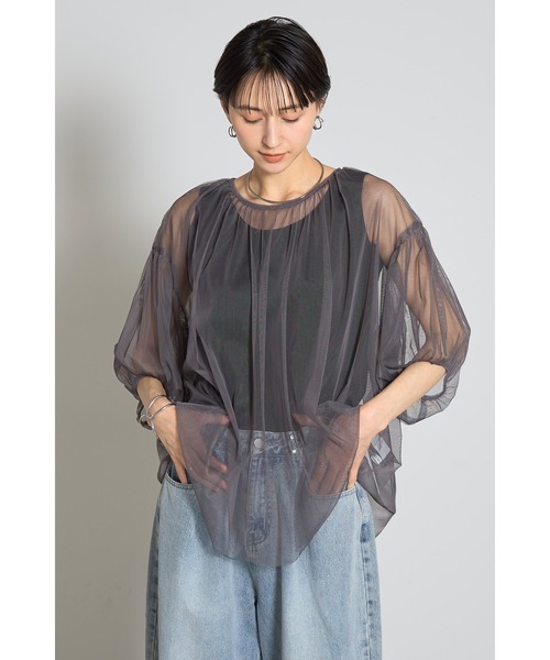 &. NOSTALGIA(アンドドットノスタルジア)の「チュールタンクトップセット(Tシャツ/カットソー・レディース・ブラック/チャコールグレー・M)」の7枚目の写真