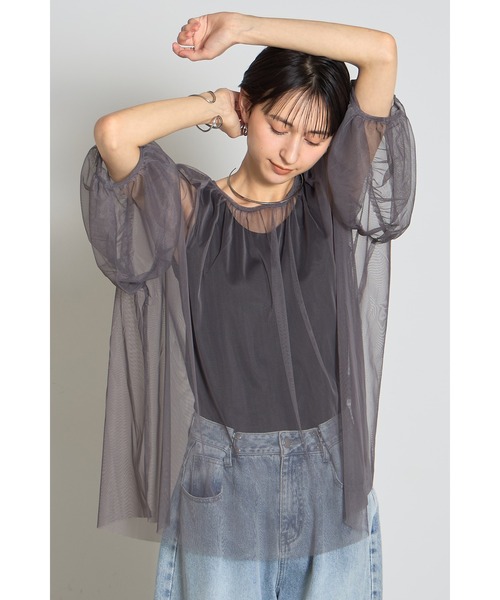 &. NOSTALGIA(アンドドットノスタルジア)の「チュールタンクトップセット(Tシャツ/カットソー・レディース・ブラック/チャコールグレー・M)」の9枚目の写真