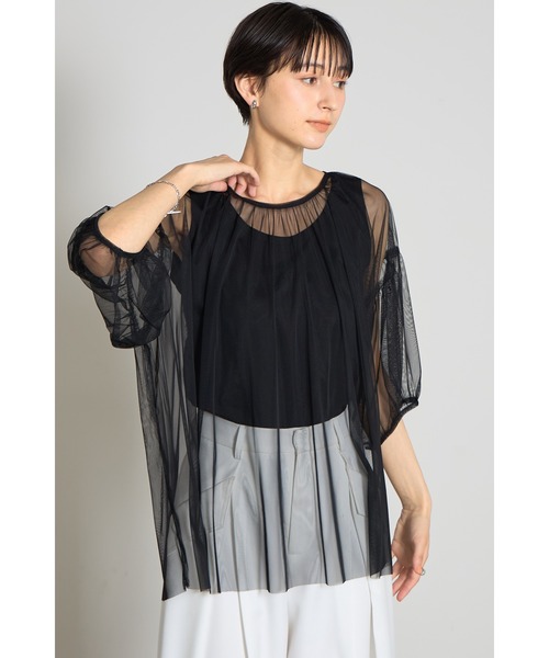 &. NOSTALGIA(アンドドットノスタルジア)の「チュールタンクトップセット(Tシャツ/カットソー・レディース・ブラック/チャコールグレー・M)」の12枚目の写真