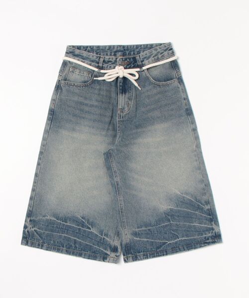 Figments（フィグメンツ）の「ラウンドストリングデニムハーフパンツ（デニムパンツ・レディース・ブルー・SMALL/LARGE/MEDIUM）」の8枚目の写真