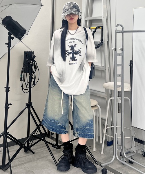 Figments（フィグメンツ）の「ラウンドストリングデニムハーフパンツ（デニムパンツ・レディース・ブルー・SMALL/LARGE/MEDIUM）」の14枚目の写真