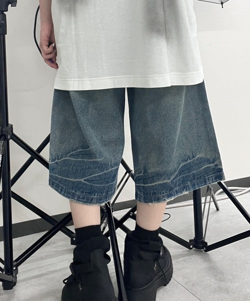 Figments（フィグメンツ）の「ラウンドストリングデニムハーフパンツ（デニムパンツ・レディース・ブルー・SMALL/LARGE/MEDIUM）」の16枚目の写真