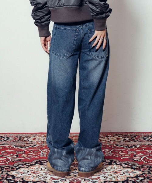 Subciety(サブサエティ)の「Studs denim pants【WOMEN】(デニムパンツ・レディース・インディゴブルー/ブラック・FREE)」の5枚目の写真