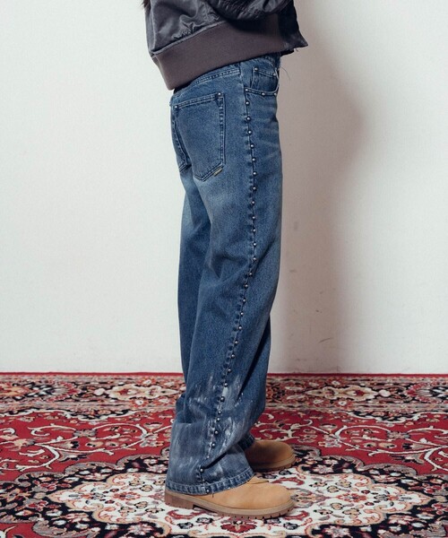 Subciety(サブサエティ)の「Studs denim pants【WOMEN】(デニムパンツ・レディース・インディゴブルー/ブラック・FREE)」の4枚目の写真